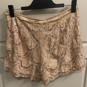 Scalloped Sequin Gold Shorts